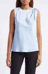 Halogen ® Single Pleat Sleeveless Satin Shell In Clear Blue Sky