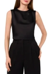 Halogen ® Single Pleat Sleeveless Satin Shell In Rich Black