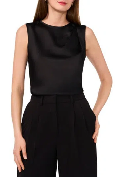 Halogen ® Single Pleat Sleeveless Satin Shell In Rich Black