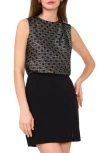 Halogen ® Single Pleat Sleeveless Satin Shell In Rich Black Geo