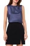 Halogen ® Single Pleat Sleeveless Satin Shell In Vintage Indigo Blue