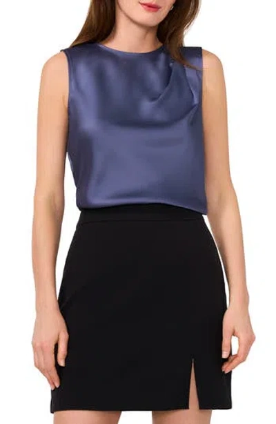 Halogen ® Single Pleat Sleeveless Satin Shell In Vintage Indigo Blue