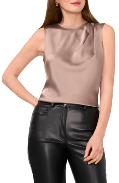 Halogen ® Single Pleat Sleeveless Satin Shell In Warm Ash Brown