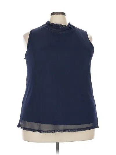 Pre-owned Halogen Sleeveless Blouse In Blue