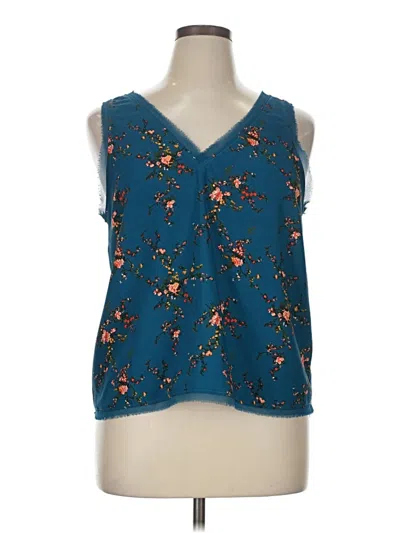 Pre-owned Halogen Sleeveless Blouse In Blue