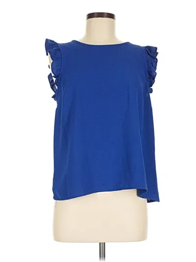 Pre-owned Halogen Sleeveless Blouse In Blue