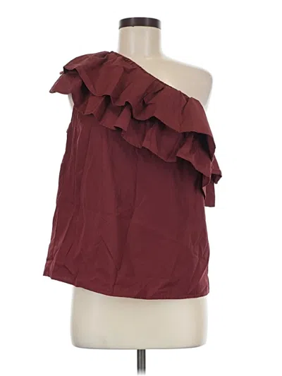 Pre-owned Halogen Sleeveless Blouse In Burgundy