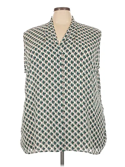 Pre-owned Halogen Sleeveless Blouse In Green