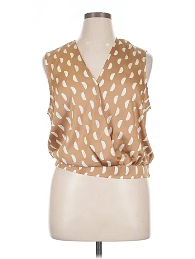 Pre-owned Halogen Sleeveless Blouse In Tan