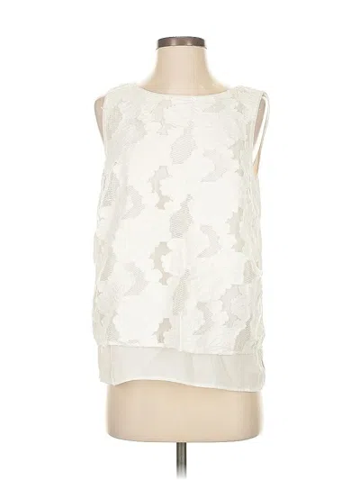 Pre-owned Halogen Sleeveless Blouse In White