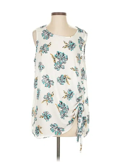 Pre-owned Halogen Sleeveless Blouse In White