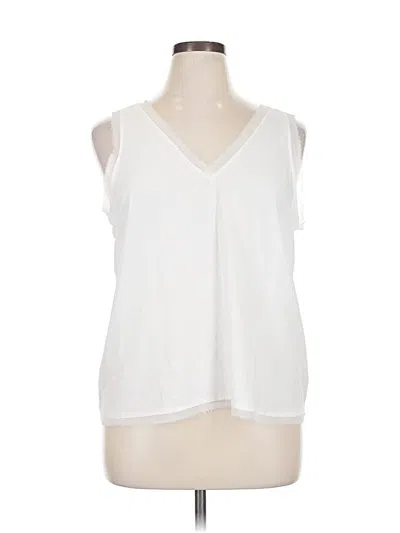 Pre-owned Halogen Sleeveless Blouse In White
