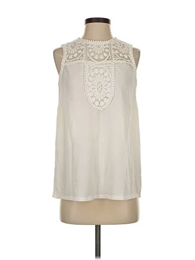 Pre-owned Halogen Sleeveless Blouse In White