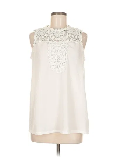Pre-owned Halogen Sleeveless Blouse In White