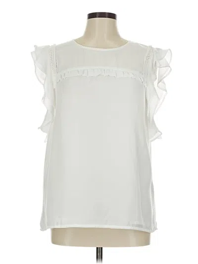 Pre-owned Halogen Sleeveless Blouse In White