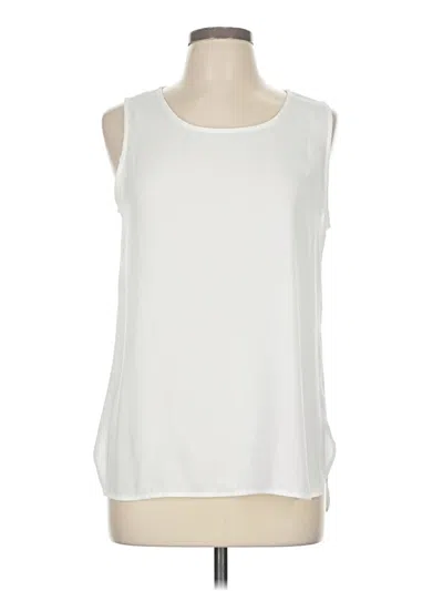 Pre-owned Halogen Sleeveless Blouse In White
