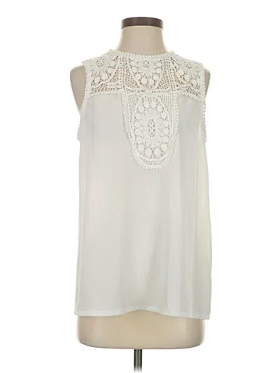 Pre-owned Halogen Sleeveless Blouse In White