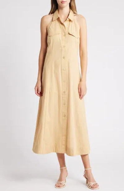 Halogen ® Sleeveless Maxi Shirtdress In Light Sand Brown