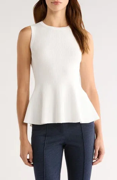 Halogen ® Sleeveless Peplum Rib Top In White