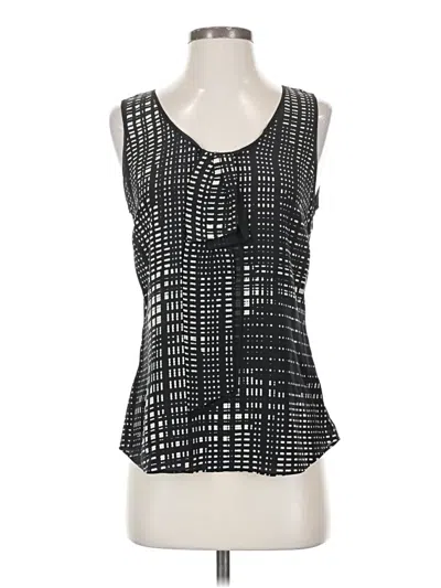 Pre-owned Halogen Sleeveless Silk Top Black Square Neckline Tops