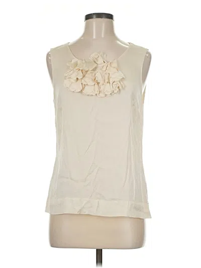 Pre-owned Halogen Sleeveless Silk Top Ivory Ruffles Neckline Tops