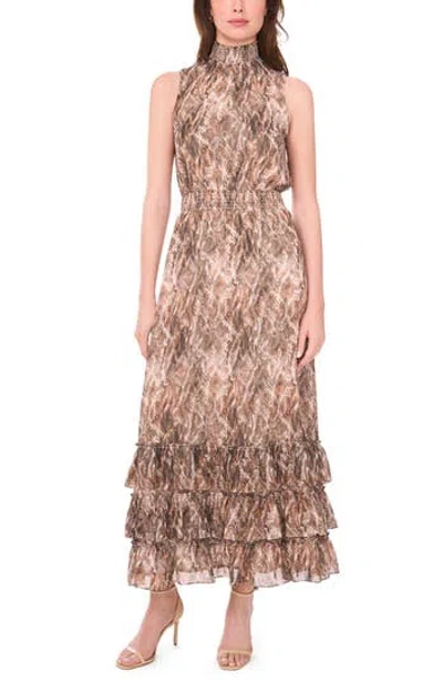 Halogen ® Sleeveless Smocked Ruffle Tiered Maxi Dress In Gray