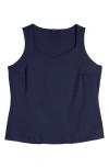 Halogen Sleeveless Sweetheart Neck Knit Shell In Classic Navy Blue