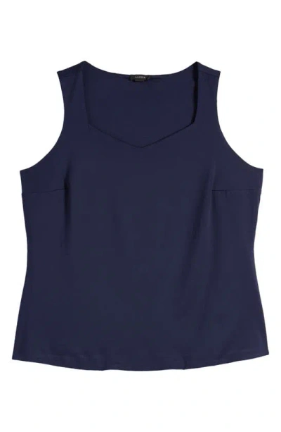 Halogen Sleeveless Sweetheart Neck Knit Shell In Classic Navy Blue