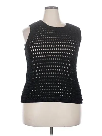 Pre-owned Halogen Sleeveless Top Black Halter Neckline Tops