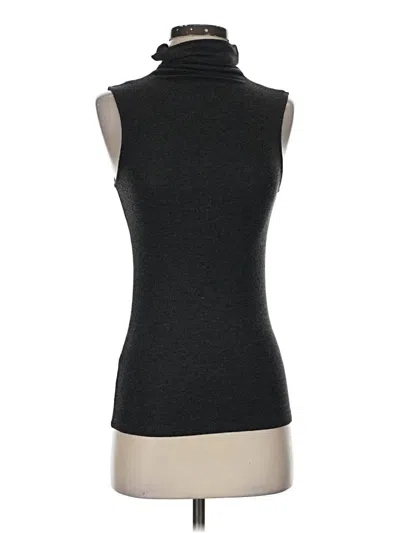 Pre-owned Halogen Sleeveless Top Black Solid Pattern Turtleneck Tops