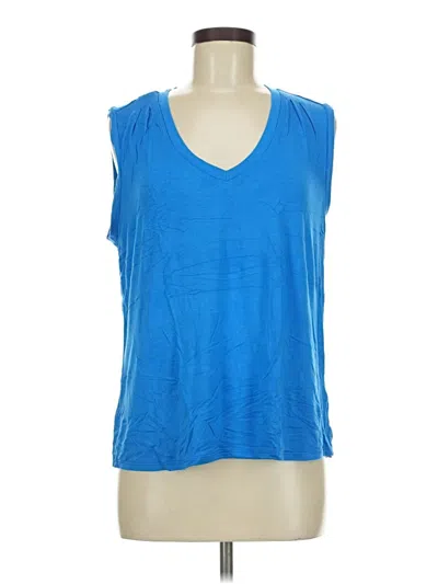 Pre-owned Halogen Sleeveless Top Blue V-neck Tops
