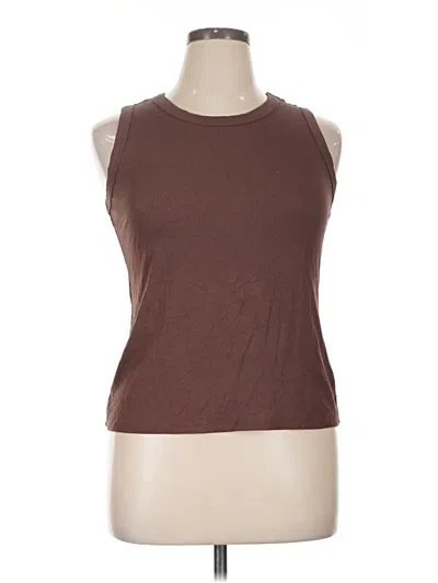 Pre-owned Halogen Sleeveless Top Brown Halter Neckline Tops