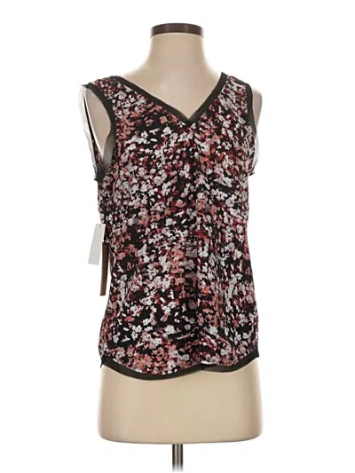 Halogen Sleeveless Top Brown V-neck Tops In Multi