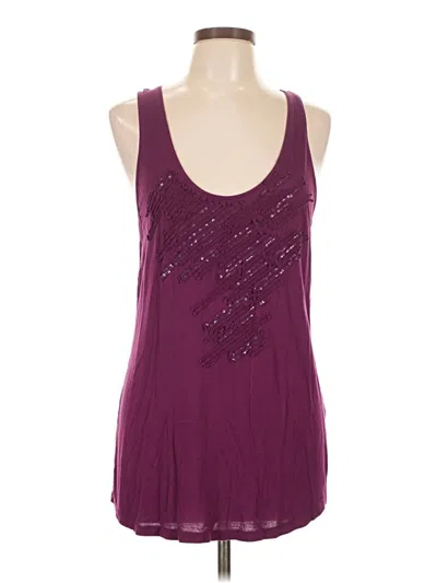 Pre-owned Halogen Sleeveless Top Burgundy Scoop Neck Tops