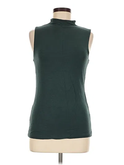 Pre-owned Halogen Sleeveless Top Green Turtleneck Tops
