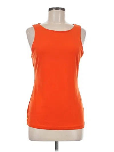 Pre-owned Halogen Sleeveless Top Orange Solid Pattern Scoop Neck Tops