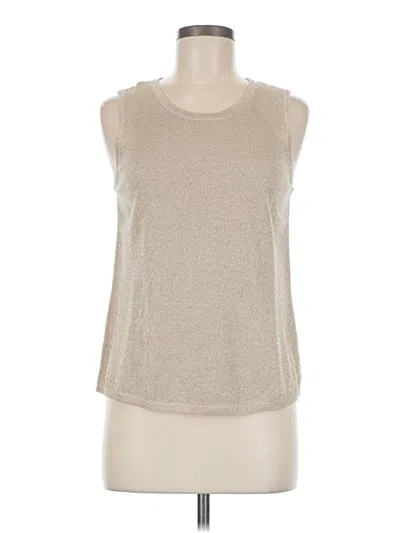 Pre-owned Halogen Sleeveless Top Tan Scoop Neck Tops In Brown