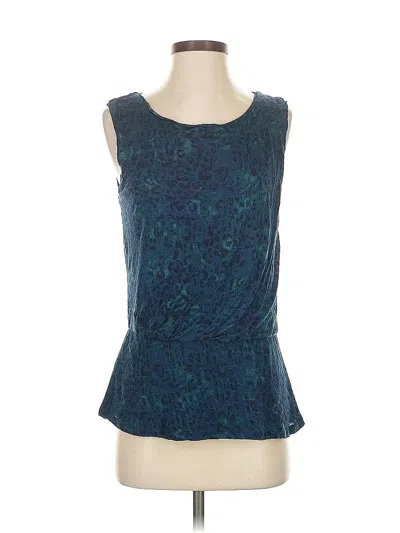 Pre-owned Halogen Sleeveless Top Teal Boatneck Tops In Blue