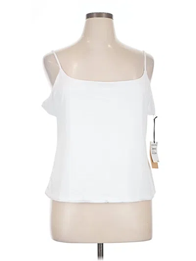 Pre-owned Halogen Sleeveless Top White Cold Shoulder Neckline Tops