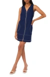 Halogen ® Sleeveless Zip Through A-line Minidress In Blue