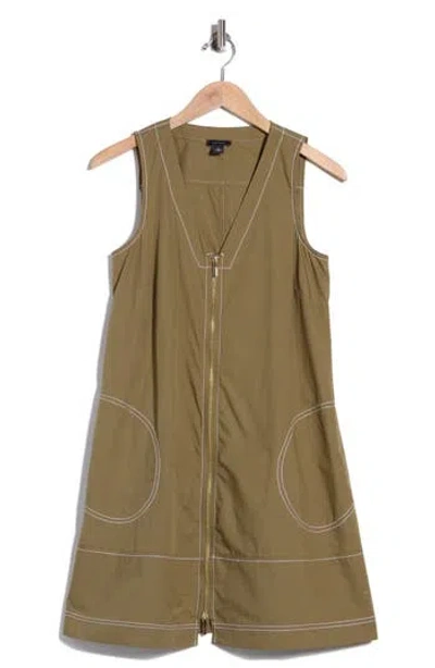 Halogen ® Sleeveless Zip Through A-line Minidress In Green