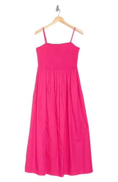 Halogen ® Smocked Cotton Fit & Flare Midi Dress