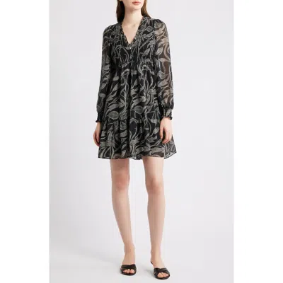 Halogen ® Smocked Long Sleeve Dress In Black