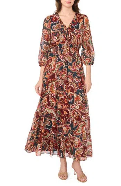 Halogen ® Smocked Printed Maxi Dress In Blue Multi