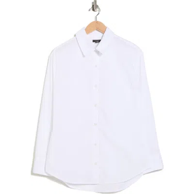 Halogen ® Solid Cotton Poplin Button-up Shirt In White