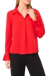 Halogen ® Split Cuff Button-up Top In Red