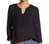 Halogen Split Neck Blouse In Black In Black