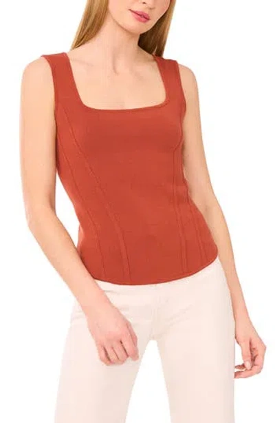 Halogen ® Square Neck Corset Sweater Tank In Brown