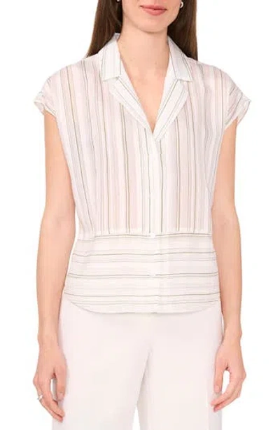 Halogen ® Stripe Button-up Shirt In White/salted Lime Stripe