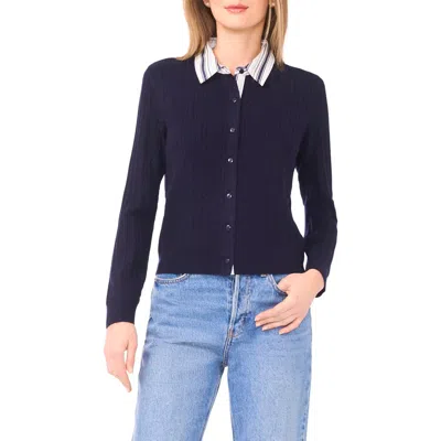 Halogen ® Stripe Collar Twofer Cardigan In Blue